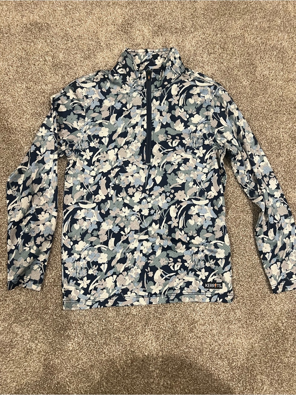 Kerrits Kids Floral Long Sleeve - Navy, Cream & Light Blue